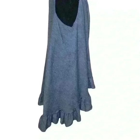 COPY - Long  Ruffled Duster Sleeveless Vest Blue - Picture 3 of 4